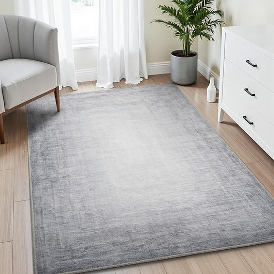 3x5 Area Rug Machine Washable Non Slip Rug Modern Abstract Rug Ultra Soft Indoor Rugs for Bedroom Living Room Entryway Kitchen Foyer Bedside, Grey