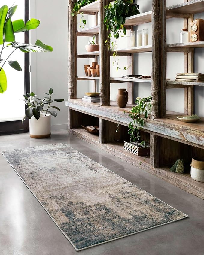 Loloi Teagan Collection 7'-11" x 10'-6" Area Rug in Ivory/Mist - Large, Soft Neutral Rug, High-Traffic for Living Room, Bedroom, Home Office, Dining Area