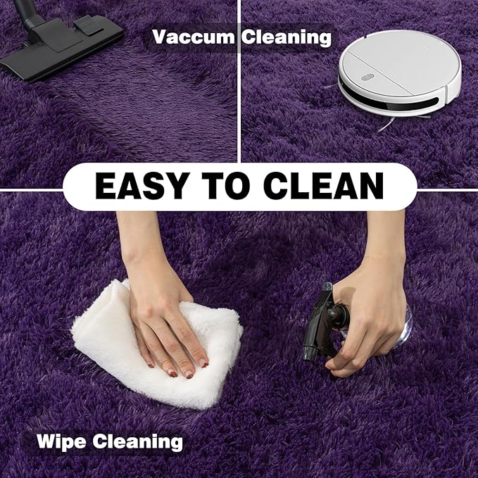 5x7 Shaggy Rugs for Living Room, Purple Fluffy Area Rug for Bedroom, Soft Plush Shag Carpet for Kids Room, Indoor Non-Slip Fuzzy Rug