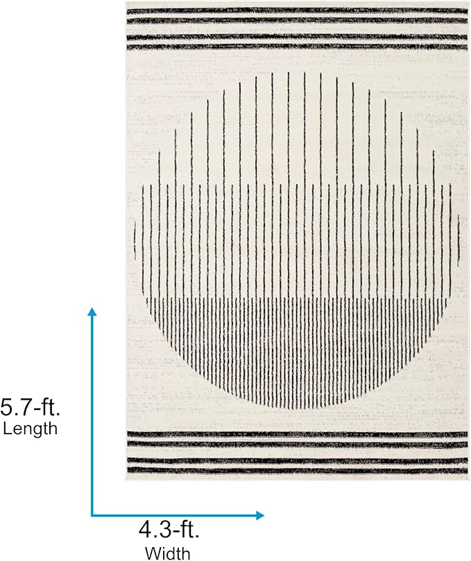 Livabliss Penrod Modern Geometric Area Rug, 4'3" x 5'7", Black/Ivory