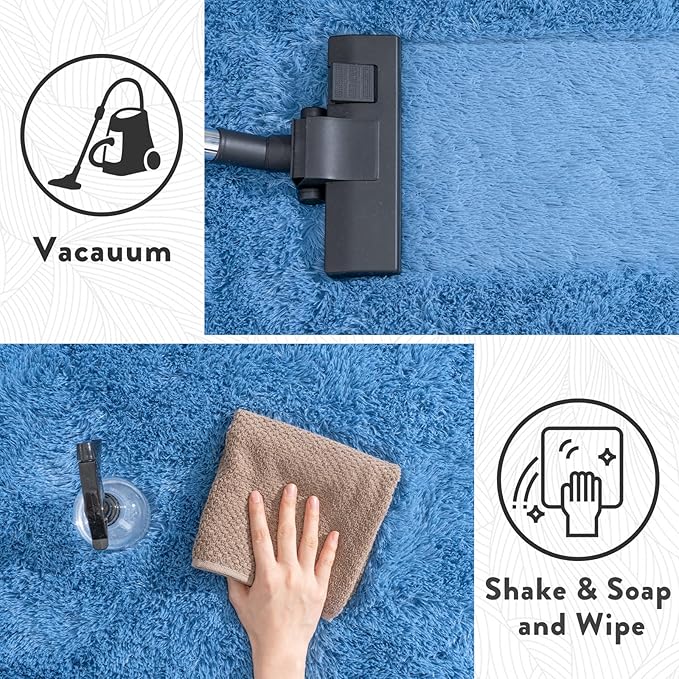6x9 Fluffy Rugs for Bedroom Boys, Large Indoor Fuzzy Shag Area Rug for Living Room, Soft Shaggy Carpet for Kids Room, Non-Slip Thick Plush Rug for Nursery Dorms, Cobalt Blue
