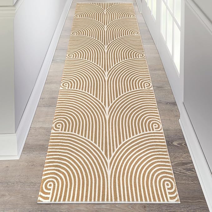 Tiffasea Kitchen Rugs 2.6'x8', Machine Washable Rug Runner Large Laundry Room Rug Extra Long Hallway Rug Cotton Woven Tan Outdoor Carpet Runner for Entryway Doorway Bedroom