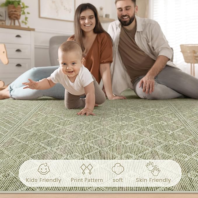 2x3 Rug Entryway Rugs: Washable Boho Small Geometric Moroccan Printed Pattern Rug Modern Indoor Soft Non Slip Ultra Thin Front Door Mat for Kitchen Bedroom (Brown, 2'x3')