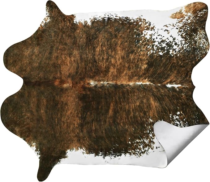 AROGAN Premium Faux Cowhide Rug 2.3 x 3.6 Feet, Sturdy and Large Size Cow Print Rugs, Suitable for Bedroom Living Room Western Decor, Faux Fur Animal Cow Hide Carpet, Saddle Brown