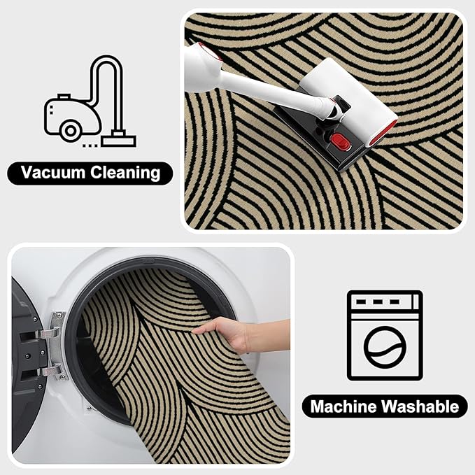 Tiffasea Washable Rug Runner 2'x5', Cotton Woven Kitchen Rugs Modern Bathroom Entryway Rug Indoor Outdoor Carpet Runner for Hallway Bedroom Laundry Room