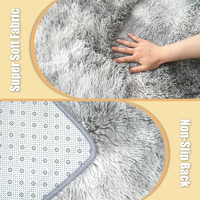 6x9 Fluffy Area Rug for Living Room,Shag Area Rugs for Bedroom,Soft Fuzzy Rug Non-Shedding Indoor Plush Carpet for Kids Bedroom Nursery Dorm Home Decor,Mottling Grey