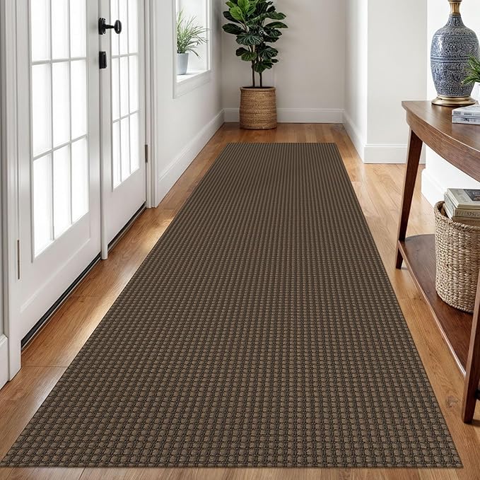 Braided Runner Rug 3x10 Ft Washable Runners for Hallways Non Slip Rubber Backed Kitchen Runners Cotton Long Entryway Runner Indoor, Woven Carpet for Hall Kitchen Entryway, Brown