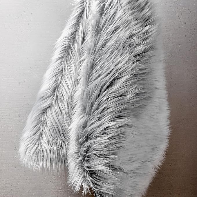 Ashler Home Deco Faux Fur Area Rug, 2 ft x 6 ft, Black, Machine Washable, Non-Slip Backing, Modern Style, Unisex, Indoor Use, Nursery Decor, Bedroom, Living Room