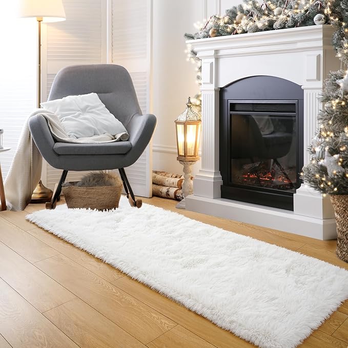 Noahas Cream White Runner Rug for Hallway,2'x6' Long Area Rugs for Bedroom Living Room,Non Slip Thick Shag Floor Carpet for Entryway Kitchen Dorm Nursery Bedside Kids Room