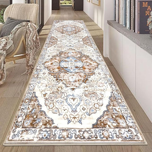 HEBE Hallway Runner Rug 2'8''x8' Washable Vintage Distressed Area Rugs Non Slip Laundry Rug Runner Boho Floor Carpet Runners for Hallways Entryway Laundry Room Kitchen Bathroom