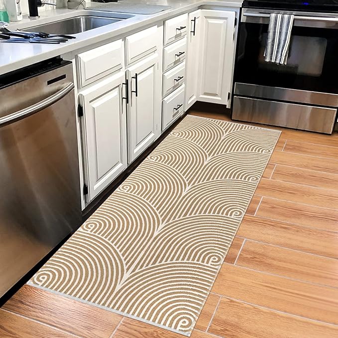Tiffasea Washable Kitchen Rug Runner 2'x5', Cotton Woven Entryway Runner Rug Farmhouse Bathroom Throw Rugs Indoor Outdoor Floor Carpet for Hallway Bedroom Laundry Room
