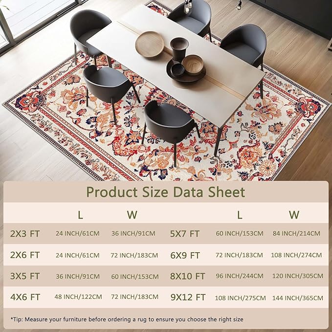 2x3 Entryway Rug Boho Orange Area Rug Indoor Entrance Non Slip Door Mat Stain Resistant Washable Machine Soft Low Pile Small Carpet Bathroom Kitchen