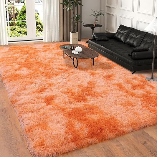 5x7 Area Rugs for Living Room, Plush Thick Carpets for Boy and Girls Room, Modern Soft Shag Rug for Bedroom, Non Slip, Large Indoor Carpet for Nursery Dorms Home Decor Aesthetic, Orange