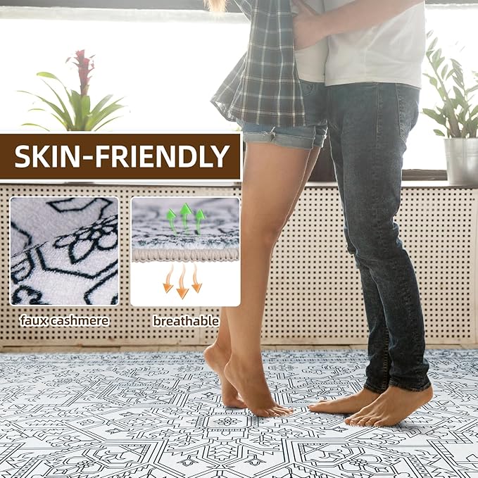 2x3 Doormat Washable Rug Non-Slip and Stain Proof, Black and White Small Rug Indoor Door Mat for Bedroom Kitchen Bathroom Entryway