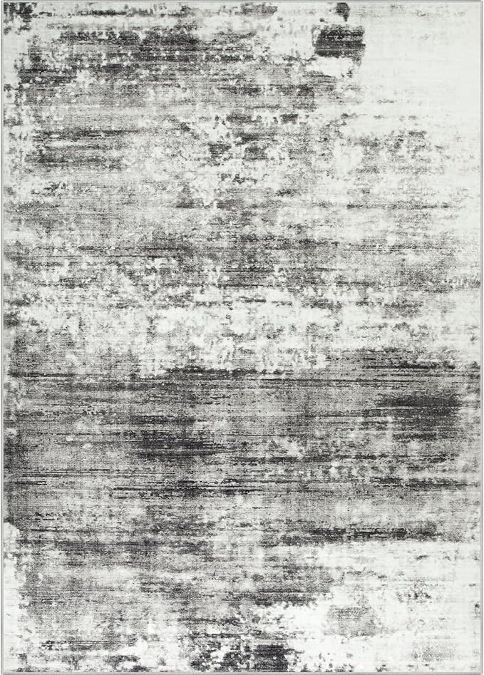 10x14 Area Rugs Washable Rug: Modern Abstract Living Room Rug Soft Anti-Skid Thin Carpet Indoor Floor Non-Shedding Carpets for Bedroom Dining Room Farmhouse Nursery Home Office Black Grey