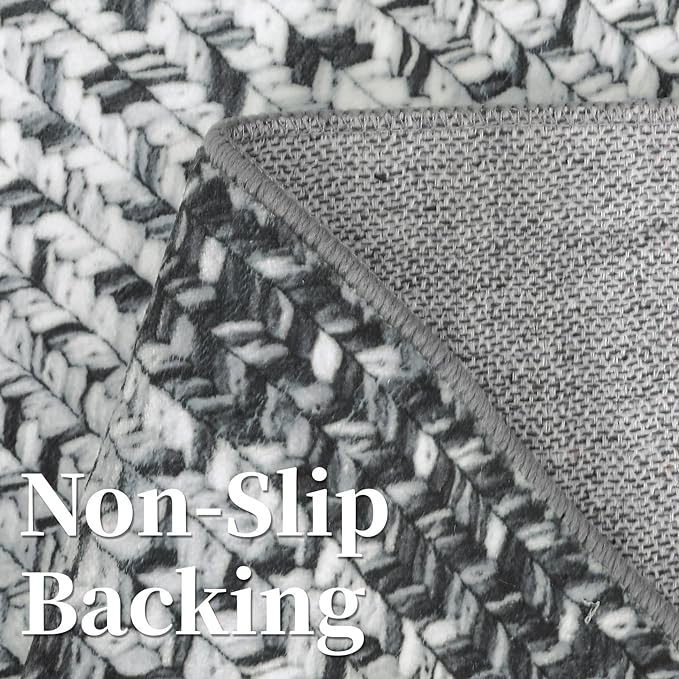 Printed Washable Rugs 3x5 Rug for Living Room Modern Rug Non Slip Entryway Rug Braided Pattern Soft Low Pile Non Shedding Stain Resistant Carpet for Bedroom Office Nursery 3'x5' Grey