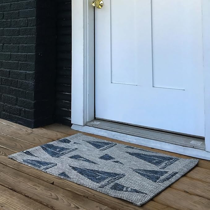 LR Home Marina Indoor/Outdoor Rug, 7'9" x 9'9" (Rectangular), Gray/Blue