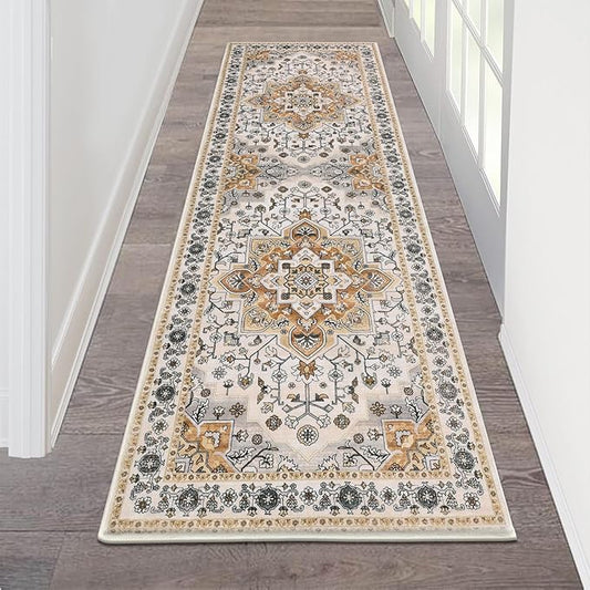 HEBE Hallway Runner Rug 2'x6' Washable Vintage Distressed Area Rugs Non Slip Laundry Rug Runner Boho Floor Carpet Runners for Hallways Entryway Laundry Room Kitchen Bathroom