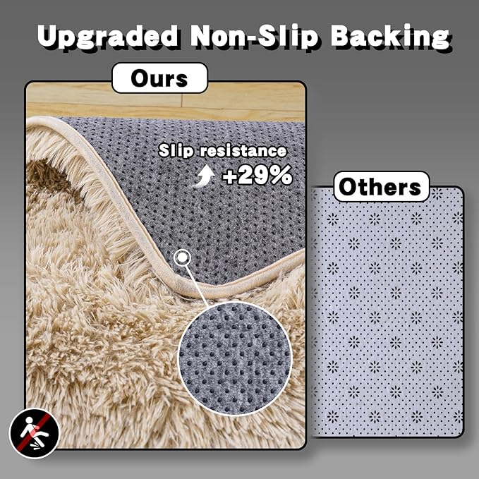 6x9 Area Rugs for Living Room, Fluffy Shaggy Rug Soft Carpets, Rugs for Bedroom Nursery Kids Room Dorm Home Decor Aesthetic, Light Tan