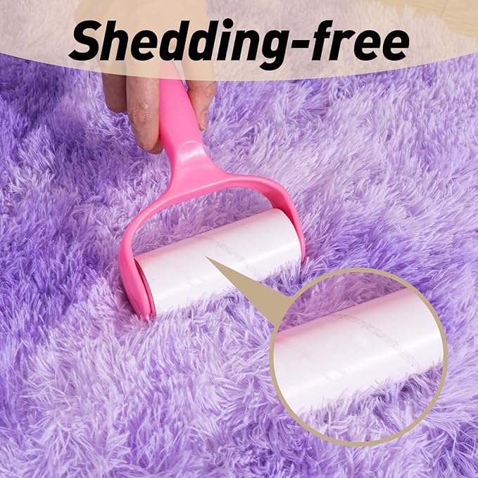 2x3 Rugs for Bedroom, Fluffy Area Rugs for Living Room, Soft Shag Kids Rug Small Carpet with 4 Non-Slip Rug Pads (Purple TieDyed, 2ft x 3ft)