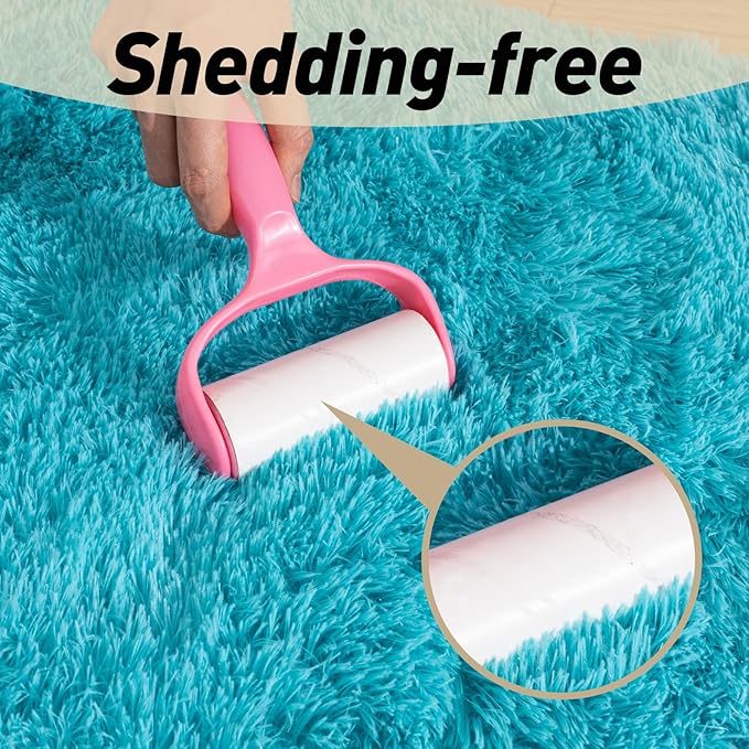 4x6 Rugs for Living Room, Large Fluffy Area Rugs for Bedroom, Soft Carpet Shag Kids Rug with 4 Non-Slip Rug Pads (Turquoise Blue, 4ft x 6ft)