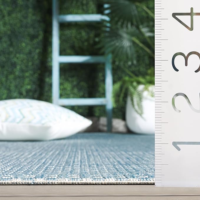 SAFAVIEH Courtyard Collection 7'1" Round Aqua/Grey CY8521 Indoor/ Outside Waterproof Easy cleansingPatio Backyard Mudroom Area Mat