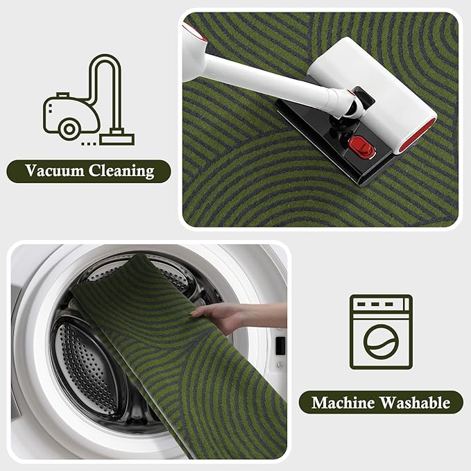 Tiffasea Small Area Rug 2'x3' Washable Indoor Mats for Entryway Kitchen Rugs Outdoor Door Mat Indoor Entrance Cotton Modern Throw Rugs Entry Rug for Bathroom Bedroom, Green