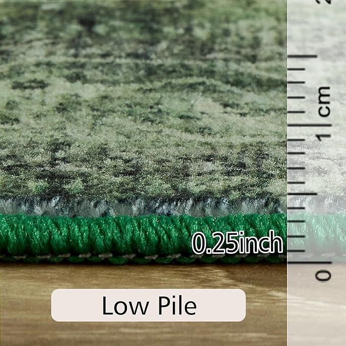 6x9 ft Washable Area Rug, Non-Slip, Boho Green Rug for Living Room, Bedroom, Patio & Outdoor Use - Stylish, Durable, and Comfortable Area Rugs