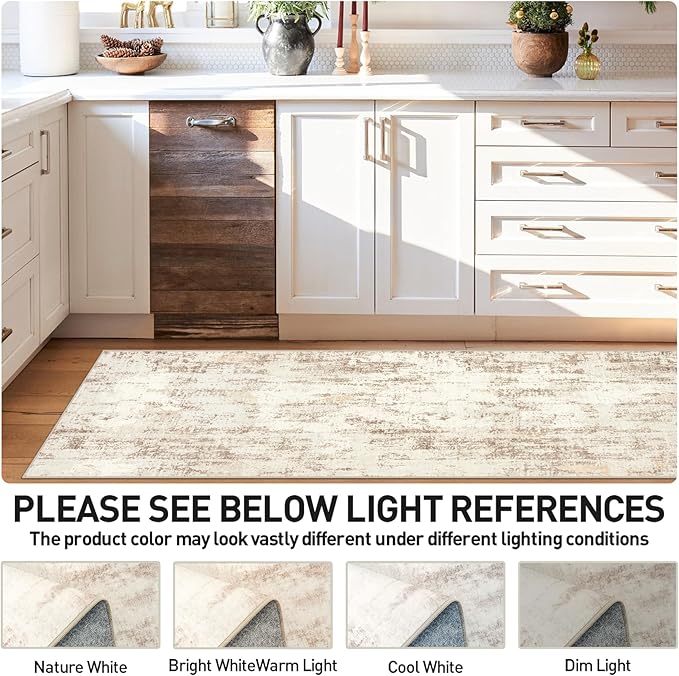 2'6''x8' Runner Rugs Washable Rug: Modern Abstract Living Room Rug Soft Anti-Skid Thin Carpet Indoor Floor Non-Shedding Carpets for Bedroom Dining Room Farmhouse Nursery Home Office - Beige Grey