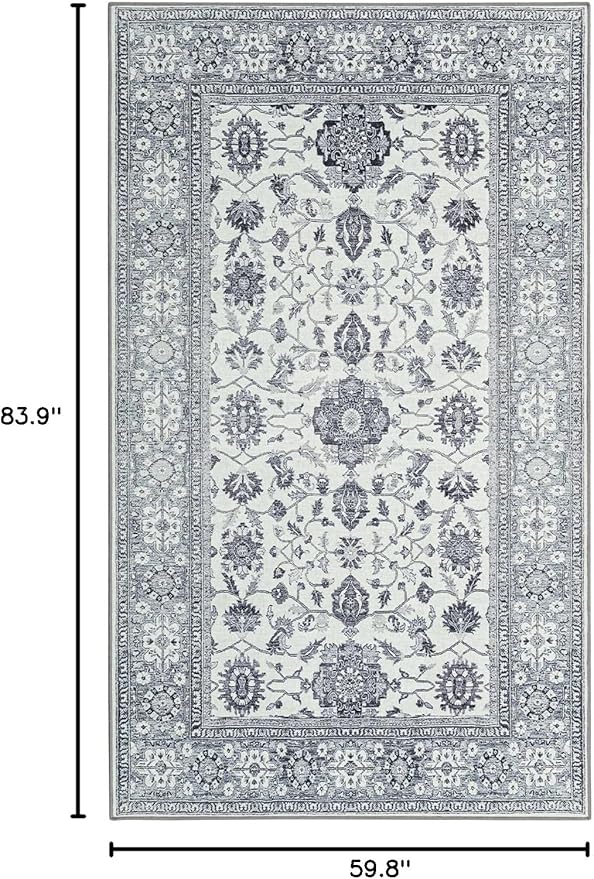 ILANGO Non Slip Runner Rugs for Hallway, 5'x7' ft Distressed Traditional Kitchen Washable, Carpet Runner Floor Mat for Indoor Entryway Bedroom Laundry Room, Easy to Clean