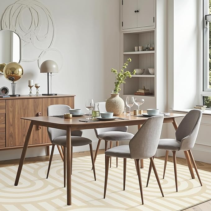 Bavni Area Rugs 8x10, Modern Soft Bedroom Rug, Machine Washable Rug Non Slip, Abstract Low Pile Large Rugs for Living Room, Dining Room, Abstract Brown Beige