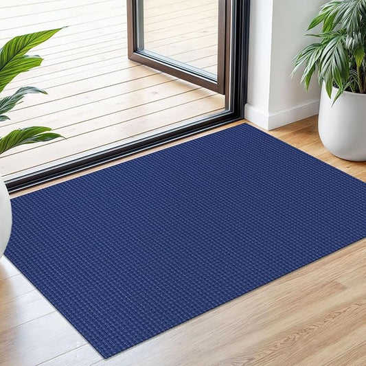 Small Braided Rugs 2x3 Ft Area Rugs for Entryway Washable Rug Throw Rugs Rubber Backed Cotton Woven Door Mat Indoor Entrance Front Door Rugs for Foyer Bathroom Kitchen, Royal Blue/Navy