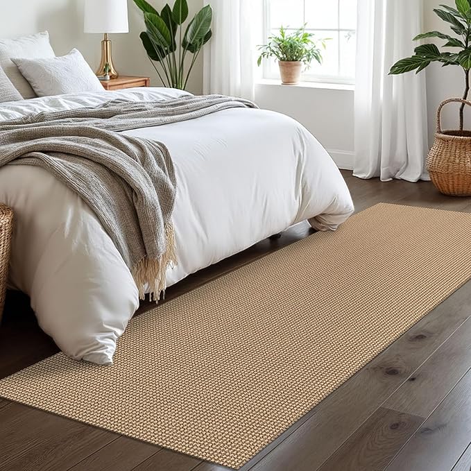 Braided Runner Rug 2.6x8 Ft Washable Runners for Hallways Non Slip Kitchen Runner Rug Cotton Entryway Runner Indoor, Woven Floor Carpet for Hall Kitchen Bedroom, Orange/Tan/Brown