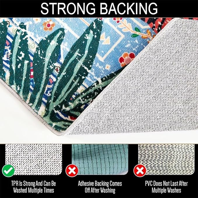 Tropical Jungle Rugs, 2x3 Faux Wool Botanical Boho Throw Rugs for Bathroom Kitchen Small Indoor Entryway Rug Modern Vintage Distressed Hippie Indian Accent Floor Mat Non-Slip Washable
