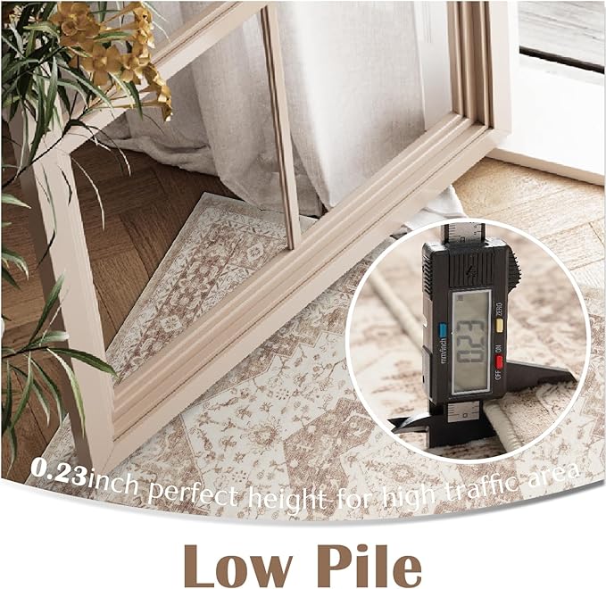 jinchan Washable Area Rug 2x3 Ultra-Thin Soft Vintage Entryway Indoor Doormat Low Pile Non Slip Distressed Carpet Floral Medallion Small Rug for Bathroom Bedroom Laundry Room Taupe Multi