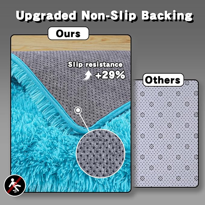 5x7 Area Rugs for Living Room, Fluffy Shaggy Rug Soft Carpets, Rugs for Bedroom Nursery Kids Room Dorm Home Decor Aesthetic, Teal Blue