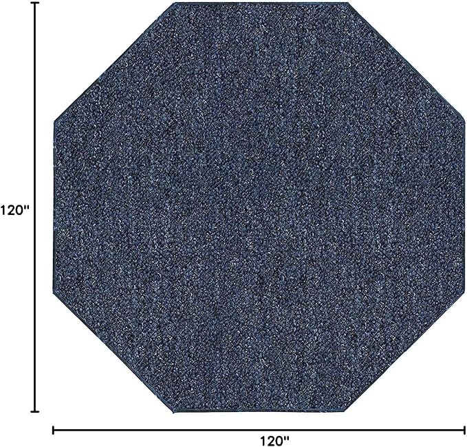 Ambiant Broadway Collection Pet Friendly Indoor Outdoor Area Rugs Blue - 10' Octagon, Stain & Fade Resistant, Easy Care, Pet & Kids Friendly, Made in USA, Perfect for Weddings & Everyday Use!