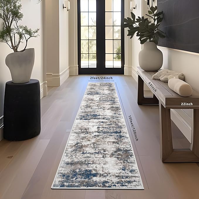 Runners for Hallways Kitchen Runner Rug Non Slip 2x10 Long Washable Runner Rugs No Pile Tear and Stain Resistance, Hand Woven Style Thin Rug for Hallways, Kitchen, Laundry, Bedroom-Multi
