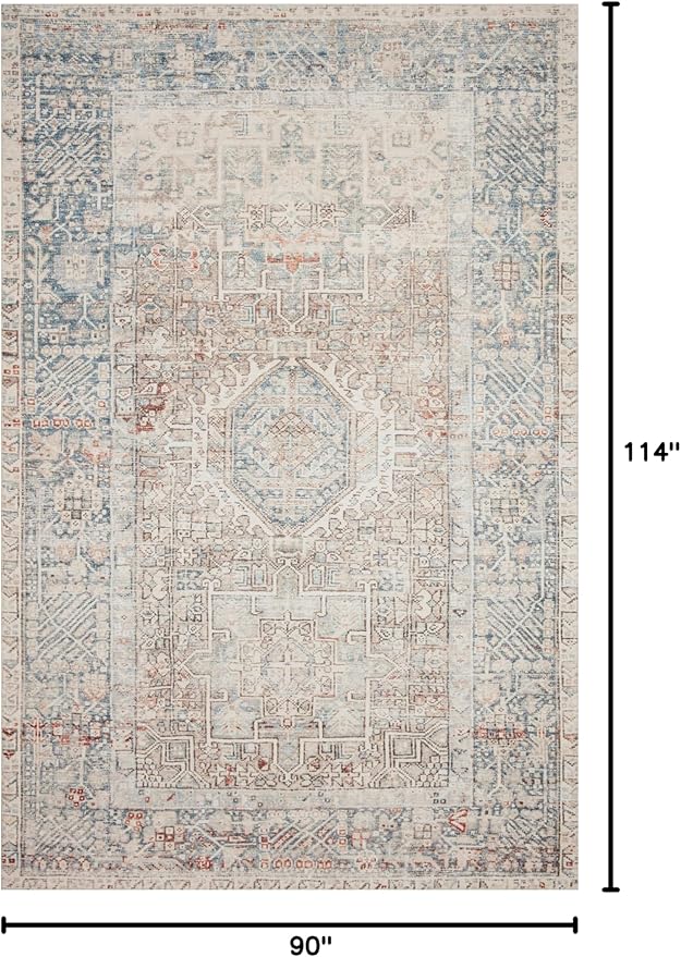 Loloi Chris Loves Julia Jules Collection JUL-07 Natural/Ocean 7'-6'' x 9'-6'', .13" Pile Height, Area Rug