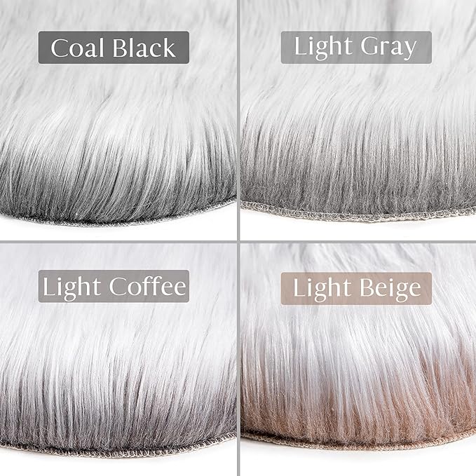 Ashler Home Deco Faux Fur Area Rug, 2 ft x 6 ft, Black, Machine Washable, Non-Slip Backing, Modern Style, Unisex, Indoor Use, Nursery Decor, Bedroom, Living Room