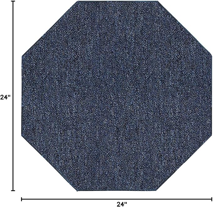 Ambiant Broadway Collection Pet Friendly Indoor Outdoor Area Rugs Blue - 2' Octagon, Stain & Fade Resistant, Easy Care, Pet & Kids Friendly, Made in USA, Perfect for Weddings & Everyday Use!