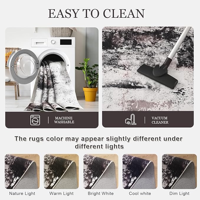 2x3 Washable Small Area Rug, Brown Abstract Non-Slip Door Mat, Modern Low Pile Indoor Entryway Rugs, Stain Resistant Throw Carpet for Front Door, Kitchen, Entry, Inside Entrance