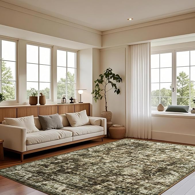 5x8 Non Slip Area Rug, Modern Soft Rugs for Living Room Machine Washable Easy Clean, Kids Pet Friendly Non Shedding, Comfortable for Bedroom Dining Room Kitchen Home Office Floor
