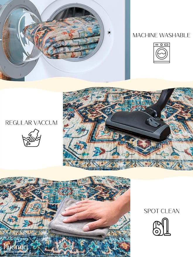 Area Rug 2x6 Hallway Runner Rugs,Non Slip Machine Washable Hallway Runner Rug Soft Bedroom Rug, Low PileLightweight Rugs for Entryway, Hallway, Kitchen and Corridor