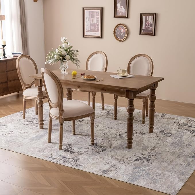 Washable Rug 5x7 Soft Low Pile Modern Bedroom Area Rug for Living Room Home Dinning Room Suitable for High Traffic Non Slip Lightweight Abstract Carpet, Multi-Brown