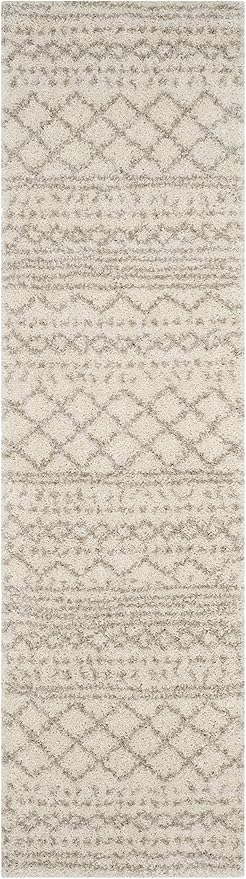 SAFAVIEH Arizona Shag Collection 2'3" x 22' Ivory/Beige ASG741A Moroccan Non-Shedding 1.6-inch Thick Living Room Dining Entryway Foyer Hallway Runner Rug