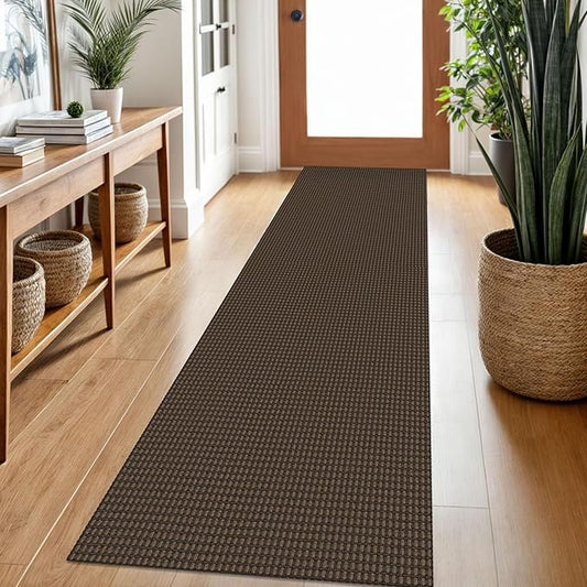 Braided Runner Rug 2x7 Ft Washable Runners for Hallways Non Slip Rubber Backed Kitchen Runners Cotton Entryway Runner Indoor, Woven Floor Carpet for Hall Kitchen Bedroom, Brown