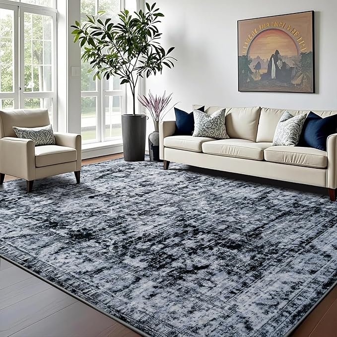 5x8 Non Slip Area Rug, Modern Soft Rugs for Living Room Machine Washable Easy Clean, Kids Pet Friendly Non Shedding, Comfortable for Bedroom Dining Room Kitchen Home Office Floor - Gray