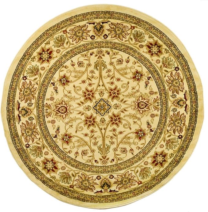 SAFAVIEH Lyndhurst Collection 3'3" Round Ivory / Ivory LNH212L Traditional Oriental Non-Shedding Dining Room Entryway Foyer Living Room Bedroom Area Rug