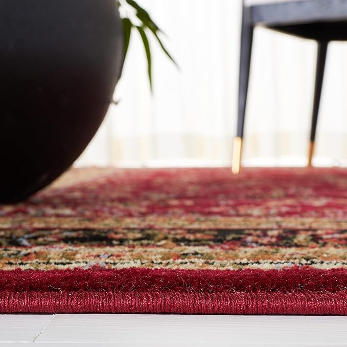 SAFAVIEH Lyndhurst Collection Runner Rug - 18' Runner, Red & Black, Oriental Design, Stain Resistant, Ideal for High Traffic Areas in Hallway, Bathroom & Kitchen (LNH331B-218)